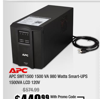 APC SMT1500 1500 VA 980 Watts Smart-UPS 1500VA LCD 120V 