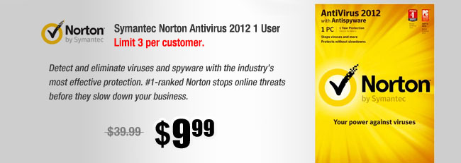 Symantec Norton Antivirus 2012 1 User