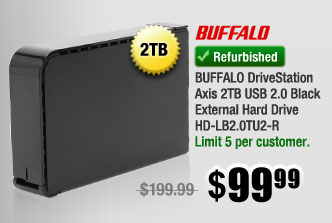 Refurbished: BUFFALO DriveStation Axis 2TB USB 2.0 Black External Hard Drive HD-LB2.0TU2-R 