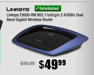 Refurbished: Linksys E3000-RM 802.11a/b/g/n 2.4/5GHz Dual Band Gigabit Wireless Router 