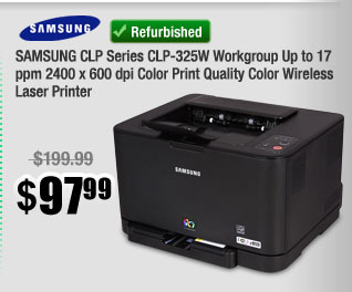 Refurbished: SAMSUNG CLP Series CLP-325W Workgroup Up to 17 ppm 2400 x 600 dpi Color Print Quality Color Wireless Laser Printer 