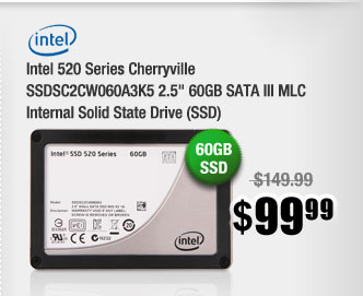 Intel 520 Series Cherryville SSDSC2CW060A3K5 2.5" 60GB SATA III MLC Internal Solid State Drive (SSD) 