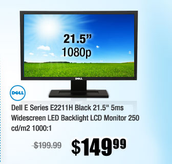 Dell E Series E2211H Black 21.5" 5ms Widescreen LED Backlight LCD Monitor 250 cd/m2 1000:1