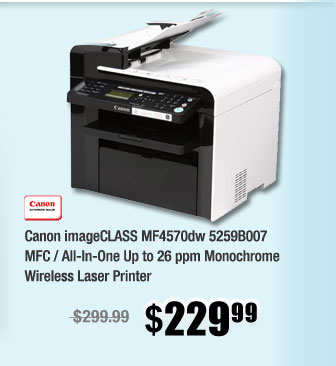 Canon imageCLASS MF4570dw 5259B007 MFC / All-In-One Up to 26 ppm Monochrome Wireless Laser Printer 