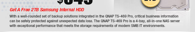 QNAP TS-469-PRO-US Diskless System 4-Bay, All-in-One NAS + SAMSUNG EcoGreen F4 HD204UI 2TB 32MB Cache SATA 3.0Gb/s 3.5" Internal Hard Drive -Bare Drive 