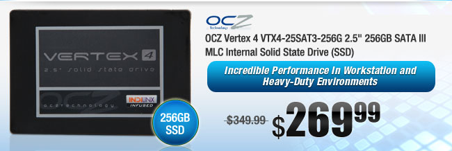 OCZ Vertex 4 VTX4-25SAT3-256G 2.5" 256GB SATA III MLC Internal Solid State Drive (SSD) 