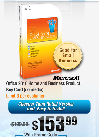 Office 2010 Home and Business Product Key Card (no media) 