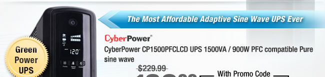 CyberPower CP1500PFCLCD UPS 1500VA / 900W PFC compatible Pure sine wave