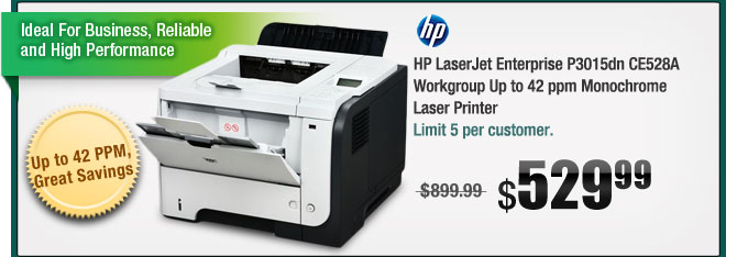 HP LaserJet Enterprise P3015dn CE528A Workgroup Up to 42 ppm Monochrome Laser Printer