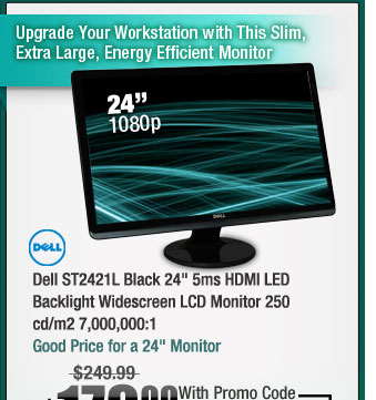 Dell ST2421L Black 24" 5ms HDMI LED Backlight Widescreen LCD Monitor 250 cd/m2 7,000,000:1 