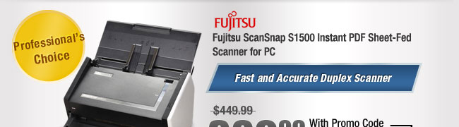 Fujitsu ScanSnap S1500 Instant PDF Sheet-Fed Scanner for PC