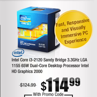 Intel Core i3-2120 Sandy Bridge 3.3GHz LGA 1155 65W Dual-Core Desktop Processor Intel HD Graphics 2000