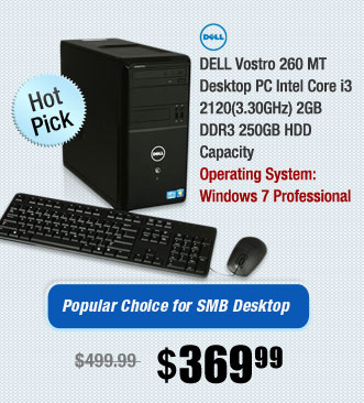 DELL Vostro 260 MT Desktop PC Intel Core i3 2120(3.30GHz) 2GB DDR3 250GB HDD Capacity