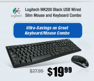 Logitech MK200 Black USB Wired Slim Mouse and Keyboard Combo