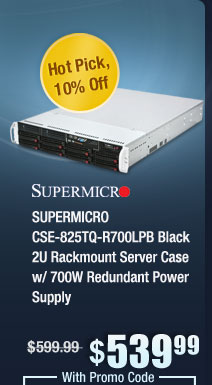 SUPERMICRO CSE-825TQ-R700LPB Black 2U Rackmount Server Case w/ 700W Redundant Power Supply 