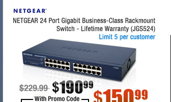 NETGEAR 24 Port Gigabit Business-Class Rackmount Switch - Lifetime Warranty (JGS524) 