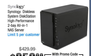 Synology  Diskless System DiskStation High-Performance 2-bay All-in-1 NAS Server