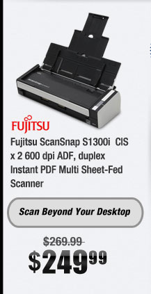 Fujitsu ScanSnap S1300i  CIS x 2 600 dpi ADF, duplex Instant PDF Multi Sheet-Fed Scanner