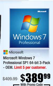 Microsoft Windows 7 Professional SP1 64-bit 3-Pack - OEM