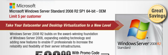 Microsoft Windows Server Standard 2008 R2 SP1 64-bit - OEM 