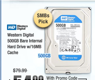 Western Digital 500GB Bare Internal Hard Drive w/16MB Cache