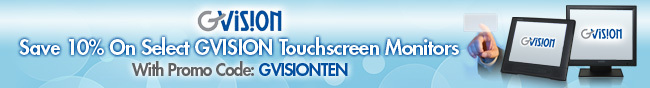 Save 10% On Select GVISION Touchscreen Monitors With Promo Code:GVISIONTEN.