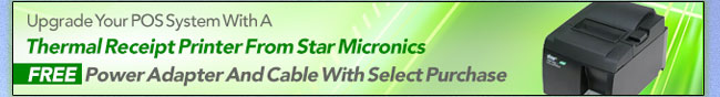 Upgrade Your POS System With A Thermal Receipt Printer From Star Micronics. FREE Power Adapter And Cable With Select Purchase.