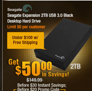 Seagate Expansion 2TB USB 3.0 Black Desktop Hard Drive 