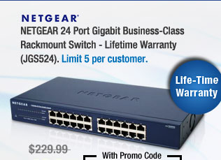 NETGEAR 24 Port Gigabit Business-Class Rackmount Switch - Lifetime Warranty (JGS524) 