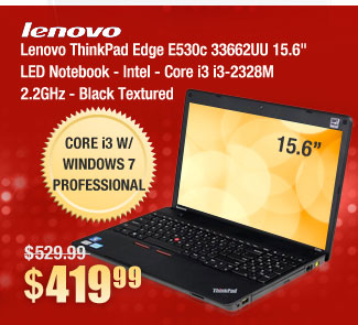 Lenovo ThinkPad Edge E530c 33662UU 15.6" LED Notebook - Intel - Core i3 i3-2328M 2.2GHz - Black Textured 