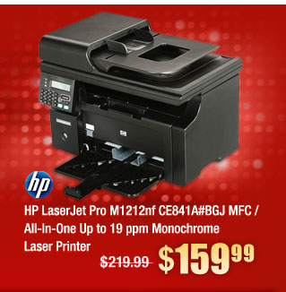 HP LaserJet Pro M1212nf CE841A#BGJ MFC / All-In-One Up to 19 ppm Monochrome Laser Printer 