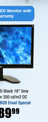 ViewSonic VA1912A-LED Black 19" 5ms Widescreen LED Monitor 250 cd/m2 DC 10,000,000:1 (1000:1) 