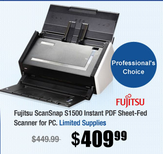 Fujitsu ScanSnap S1500 Instant PDF Sheet-Fed Scanner for PC