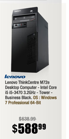 Lenovo ThinkCentre M72e Desktop Computer - Intel Core i5 i5-3470 3.2GHz - Tower - Business Black 