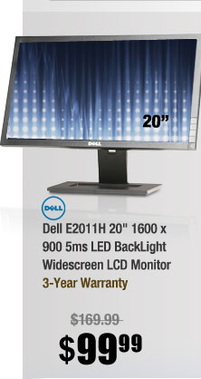 Dell E2011H 20" 1600 x 900 5ms LED BackLight Widescreen LCD Monitor 