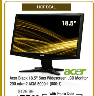 Acer Black 18.5" 5ms Widescreen LCD Monitor 200 cd/m2 ACM 5000:1 (600:1) 