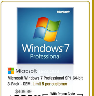 Microsoft Windows 7 Professional SP1 64-bit 3-Pack - OEM 