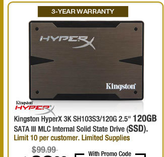 Kingston HyperX 3K SH103S3/120G 2.5" 120GB SATA III MLC Internal Solid State Drive (SSD)