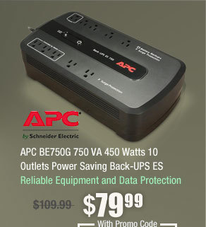 APC BE750G 750 VA 450 Watts 10 Outlets Power Saving Back-UPS ES 