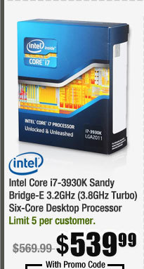 Intel Core i7-3930K Sandy Bridge-E 3.2GHz (3.8GHz Turbo) Six-Core Desktop Processor 