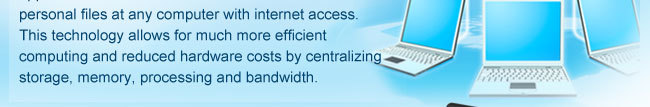 Cloud computing uses the internet and central remote servers to maintain data and applications, allowing businesses to use applications without installation and access their personal files at any computer with internet access. This technology allows for much more efficient computing and reduced hardware costs by centralizing storage, memory, processing and bandwidth.