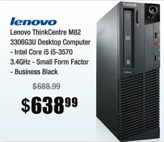 Lenovo ThinkCentre M82 3306G3U Desktop Computer - Intel Core i5 i5-3570 3.4GHz - Small Form Factor - Business Black