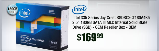 Intel 335 Series Jay Crest SSDSC2CT180A4K5 2.5" 180GB SATA III MLC Internal Solid State Drive (SSD) - OEM Reseller Box - OEM