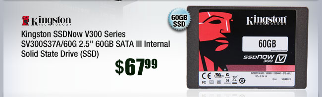 Kingston SSDNow V300 Series SV300S37A/60G 2.5" 60GB SATA III Internal Solid State Drive (SSD)