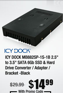 ICY DOCK MB882SP-1S-1B 2.5" to 3.5" SATA 6Gb SSD & Hard Drive Converter / Adapter / Bracket -Black