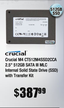 Crucial M4 CT512M4SSD2CCA 2.5" 512GB SATA III MLC Internal Solid State Drive (SSD) with Transfer Kit