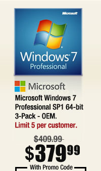 Microsoft Windows 7 Professional SP1 64-bit 3-Pack - OEM