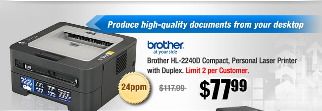 Brother HL-2240D Compact, Personal Laser Printer with Duplex