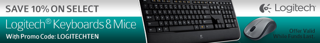 SAVE 10% ON SELECT. Logitech Keyboards & Mice With Promo Code: LOGITECHTEN. Offer Valid While Funds Last.