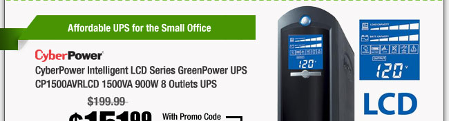 CyberPower Intelligent LCD Series GreenPower UPS CP1500AVRLCD 1500VA 900W 8 Outlets UPS 